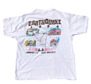 1994 Single Stitch L.A. Earthquake Shirt White Size X-Large - Beyond 94