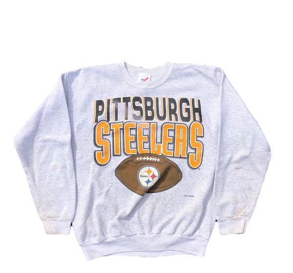 1993 Pittsburgh Steelers Sweatshirt Grey Size Large - Beyond 94