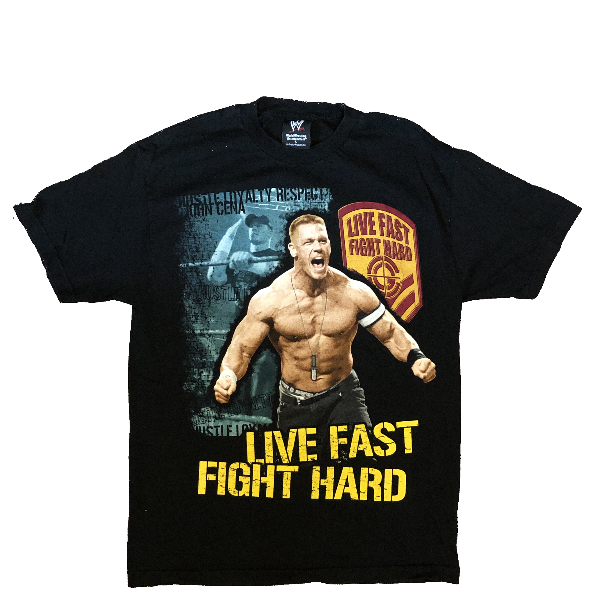 2005 John Cena "Live Fast, Fight Hard" Black Shirt Size Large - Beyond 94