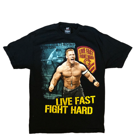 2005 John Cena "Live Fast, Fight Hard" Black Shirt Size Large - Beyond 94