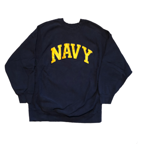 Vintage Navy Embroidered Crewneck Sweatshirt Navy Size Large - Beyond 94