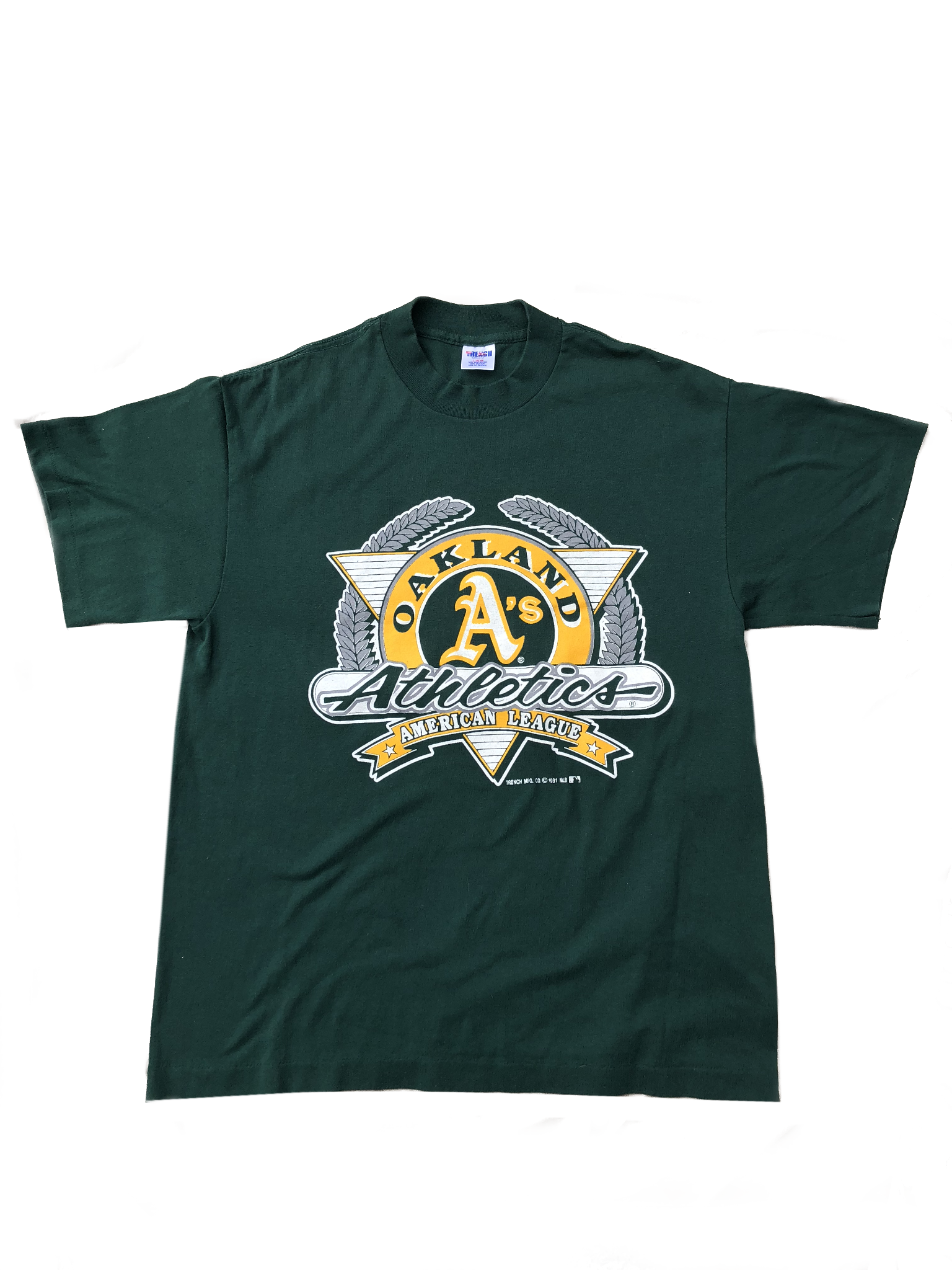 1991 Single Stitch MLB Oakland Athletics Shirt Green Large - Beyond 94