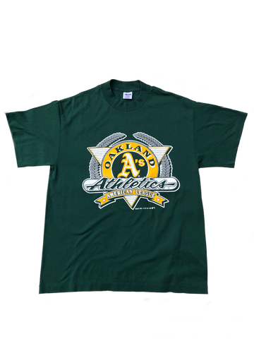 1991 Single Stitch MLB Oakland Athletics Shirt Green Large - Beyond 94