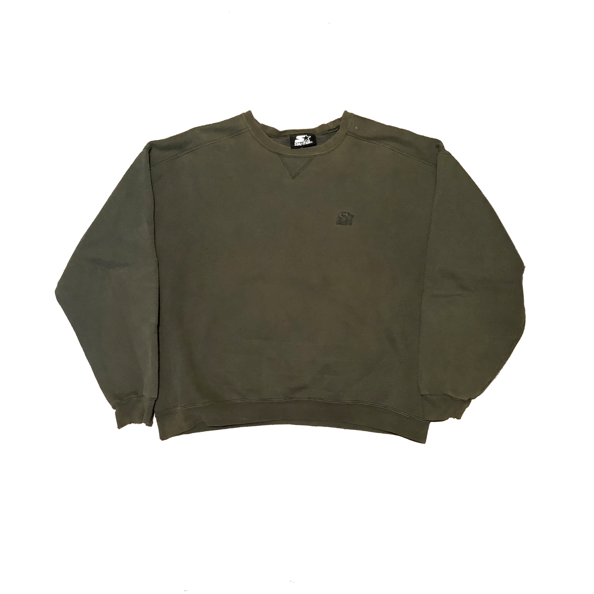 Vintage 90's Starter Crewneck Sweatshirt Olive Size Large - Beyond 94