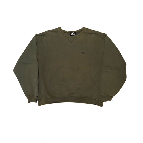 Vintage 90's Starter Crewneck Sweatshirt Olive Size Large - Beyond 94