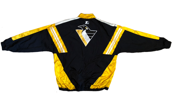 90s Pittsburgh Penguins Starter Track Jacket Black/Yellow Size Large - Beyond 94