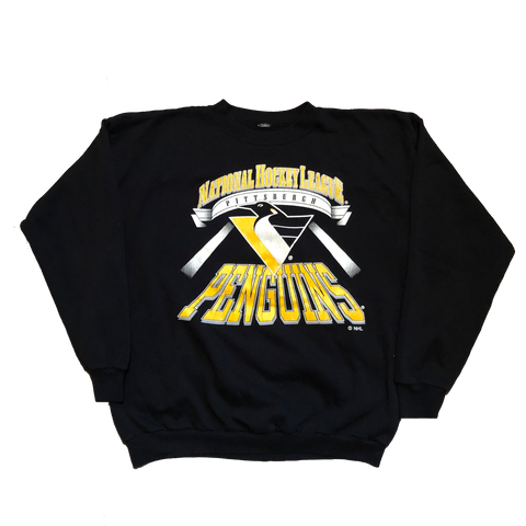 1994 Pittsburgh Penguins Logo Crewneck Black Size X-Large - Beyond 94