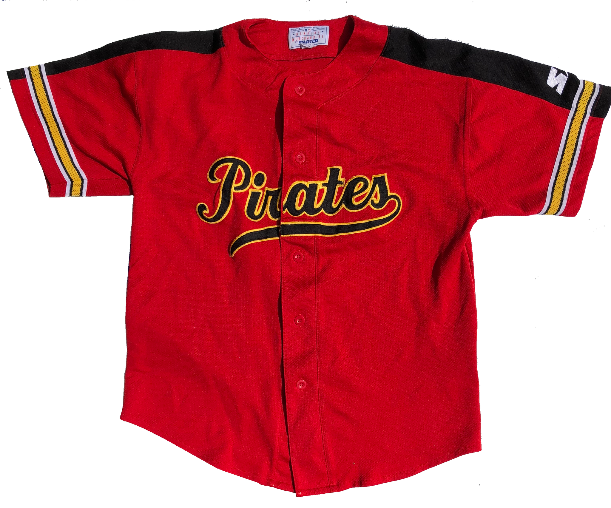 1997 MLB Pittsburgh Pirates "Script" Starter Jersey Red/Black Medium - Beyond 94