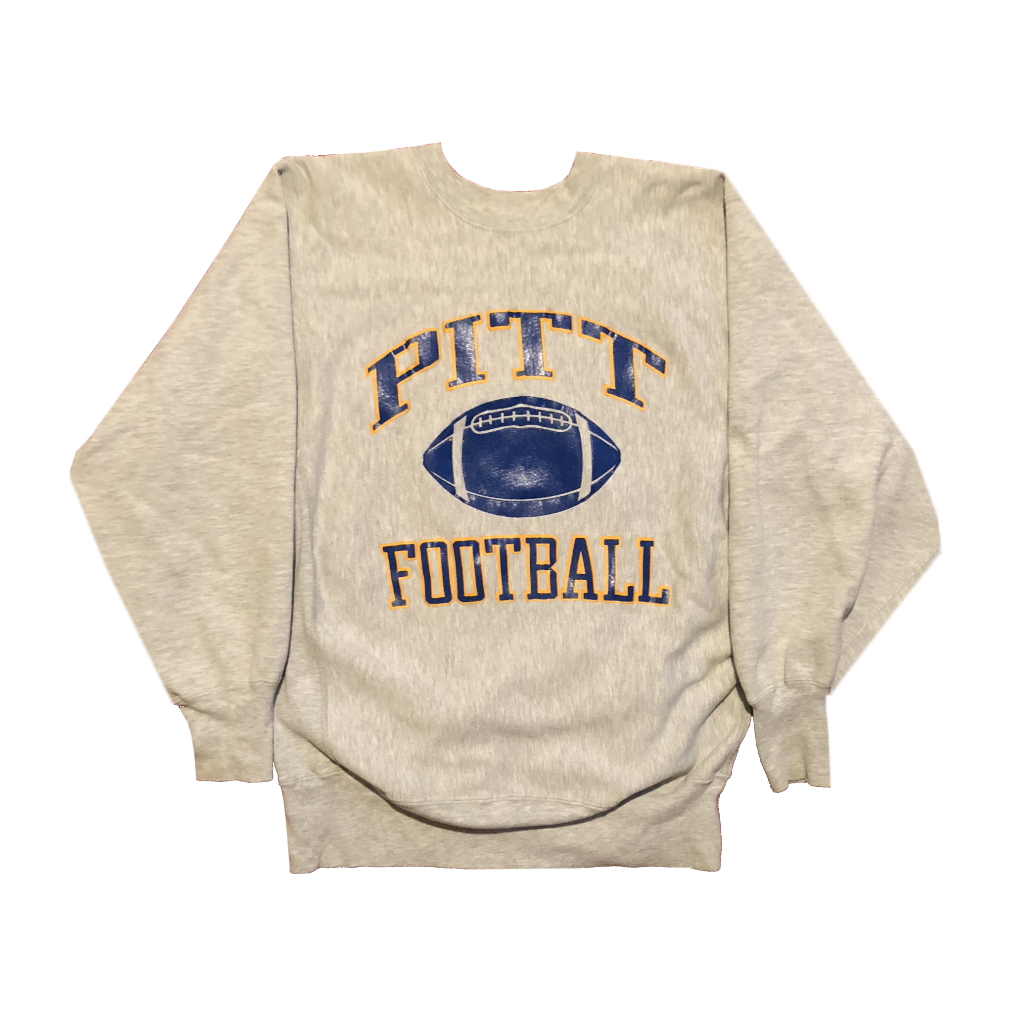 Vintage Champion Reverse Weave Warmup "Pitt Panthers" Crewneck Grey Size X-Large - Beyond 94