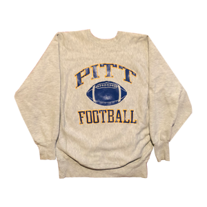 Vintage Champion Reverse Weave Warmup "Pitt Panthers" Crewneck Grey Size X-Large - Beyond 94