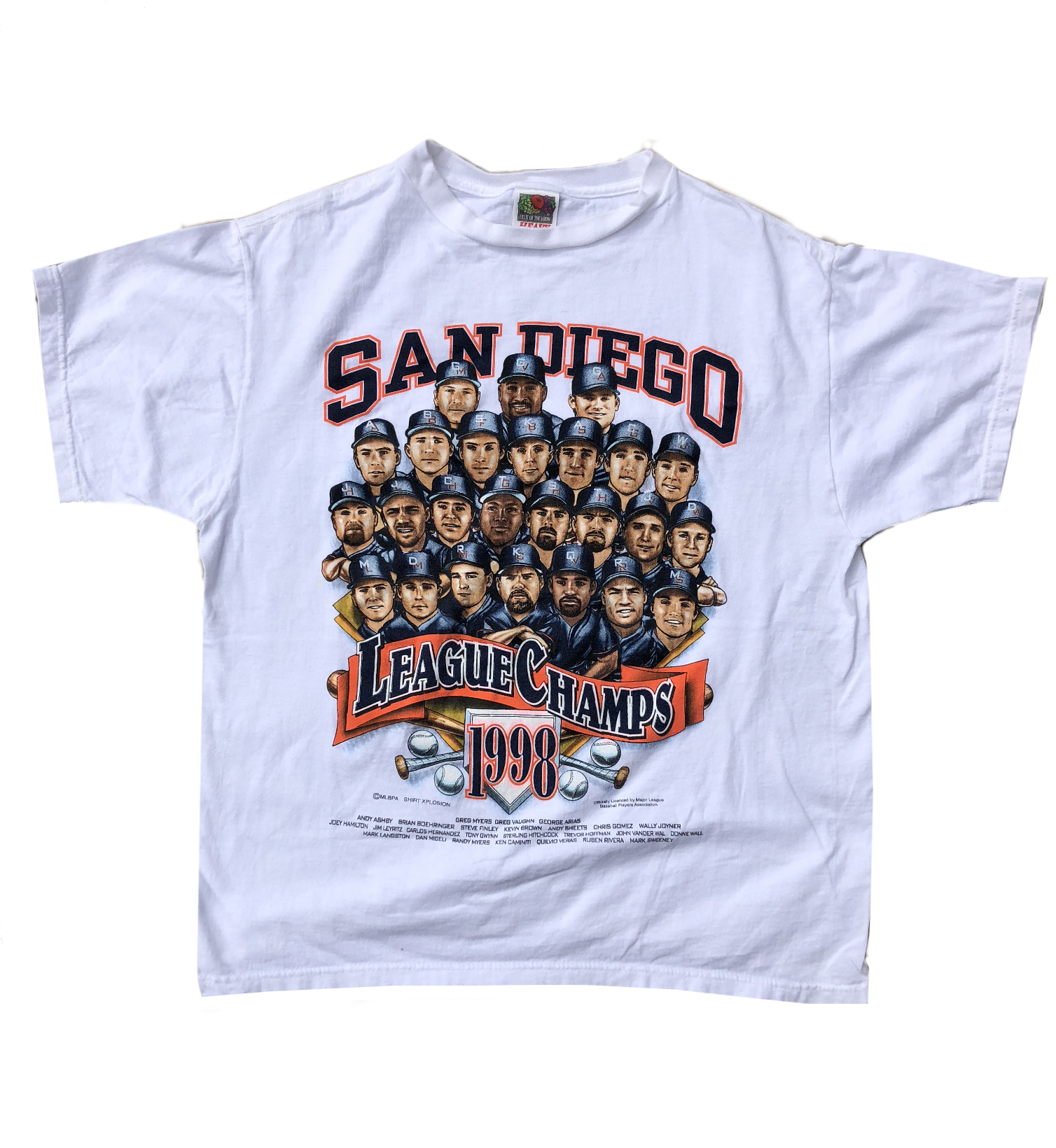 1998 San Diego Padres "National League Champions" Shirt White Medium - Beyond 94