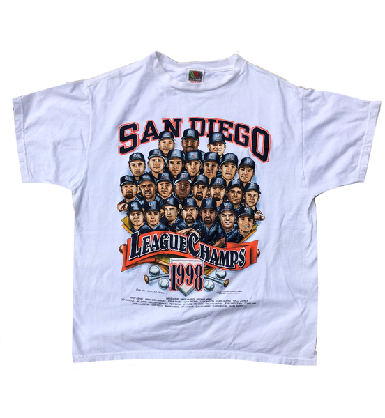 1998 San Diego Padres "National League Champions" Shirt White Medium - Beyond 94